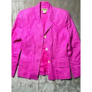 Vintage Esprit Essentials  Pink 100% Linen Blazer ‎ Size Small Barbiecore Preppy